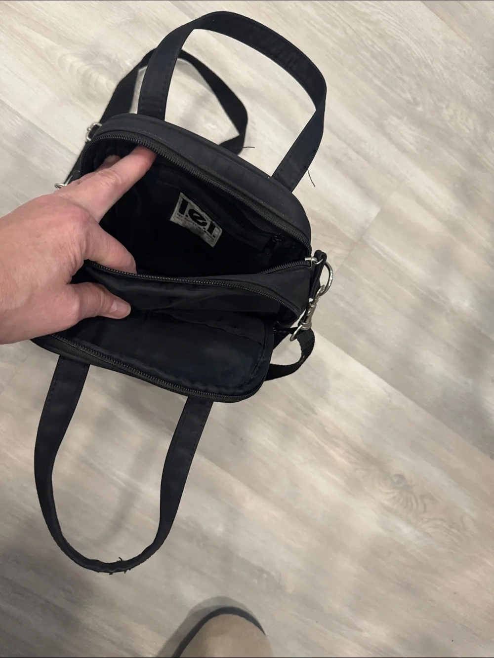 lei Black Compact Crossbody Bag with Front Organizer